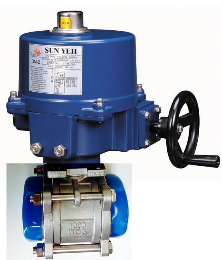 OM2-4V หัวขับไฟฟ้า sunyeh ใช้งานร่วมกับ butterfly valve Ball valve UPVC valve Ferrule Clamp valve 